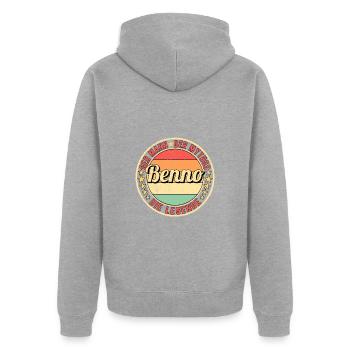 Benno Der Mann Der Mythos Die Legende - Unisex Premium Bio Zip Hoodie - Grau meliert - Hinten - Nico (187cm)