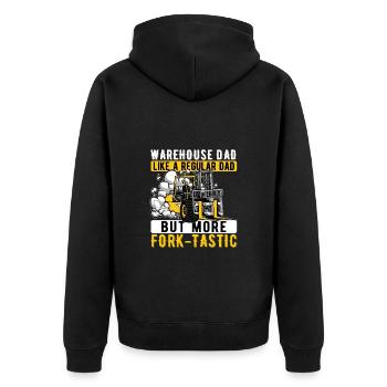 Forklift Driver Father Forklift Fork-Tastic - Unisex Premium Organic Zip Hoodie - black - Back - Nico (187cm)