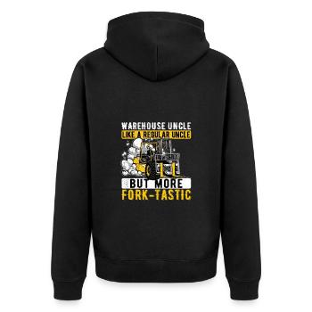 Forklift Driver Forklift Fork-Tastic Uncle - Unisex Premium Organic Zip Hoodie - black - Back - Nico (187cm)