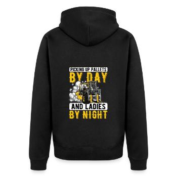 Forklift Driver Forklift Truck Driver - Unisex Premium Organic Zip Hoodie - black - Back - Nico (187cm)