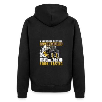 Staplerfahrer Gabelstapler Fork-Tastic Bruder - Unisex Premium Bio Zip Hoodie - Schwarz - Hinten - Nico (187cm)