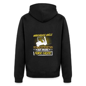 Staplerfahrer Onkel Gabelstapler Fork-Tastic - Unisex Premium Bio Zip Hoodie - Schwarz - Hinten - Nico (187cm)