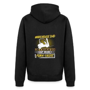 Staplerfahrer Vater Papa Gabelstapler Fork-Tastic - Unisex Premium Bio Zip Hoodie - Schwarz - Hinten - Nico (187cm)