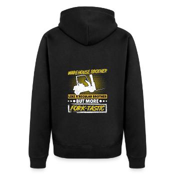 Staplerfahrer Bruder Gabelstapler Fork-Tastic - Unisex Premium Bio Zip Hoodie - Schwarz - Hinten - Nico (187cm)
