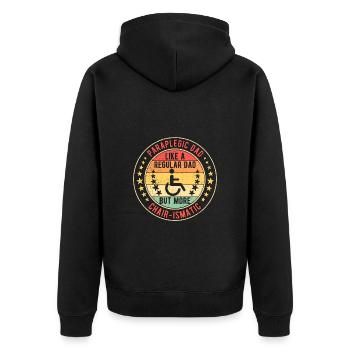 Rollifahrer Rollstuhlfahrer Vater - Unisex Premium Bio Zip Hoodie - Schwarz - Hinten - Nico (187cm)