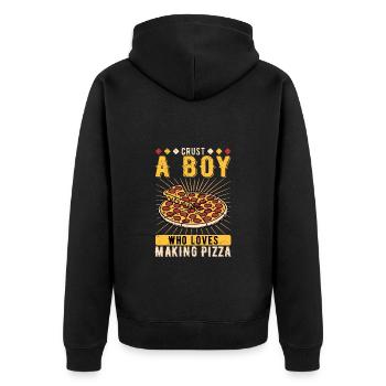 Pizza Maker Pizzaiolo Crust A Boy - Unisex Premium Organic Zip Hoodie - black - Back - Nico (187cm)