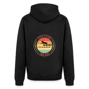 Dock Diving Dog Dad Dock Jumping Hund - Unisex Premium Organic Zip Hoodie - black - Back - Nico (187cm)