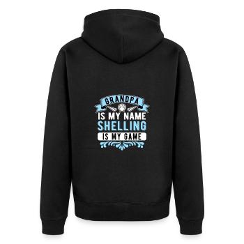 Muschelsammler Opa - Unisex Premium Bio Zip Hoodie - Schwarz - Hinten - Nico (187cm)