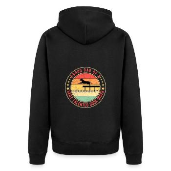 Dock Diving Dad Vater - Unisex Premium Bio Zip Hoodie - Schwarz - Hinten - Nico (187cm)