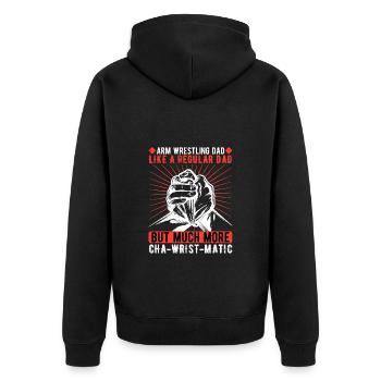 Armdrücken Armwrestling Vater - Unisex Premium Bio Zip Hoodie - Schwarz - Hinten - Nico (187cm)