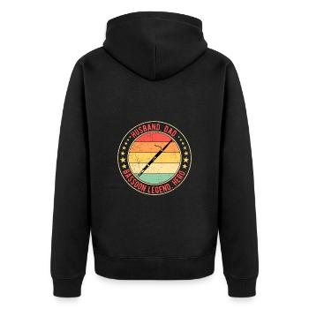 Fagott Fagottist Husband Dad Bassoon Legend - Unisex Premium Bio Zip Hoodie - Schwarz - Hinten - Nico (187cm)