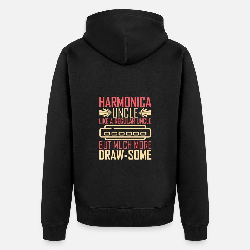 Harmonica harmonica player Uncle - Unisex Premium Organic Zip Hoodie - black