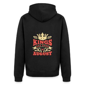 Kings Are Born In August - Unisex Premium Organic Zip Hoodie - black - Back - Nico (187cm)