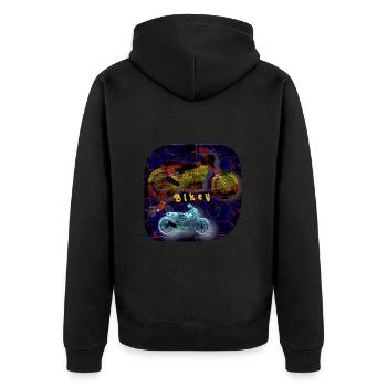 Bikey - Club WoW - Unisex Premium Organic Zip Hoodie - black - Back - Nico (187cm)