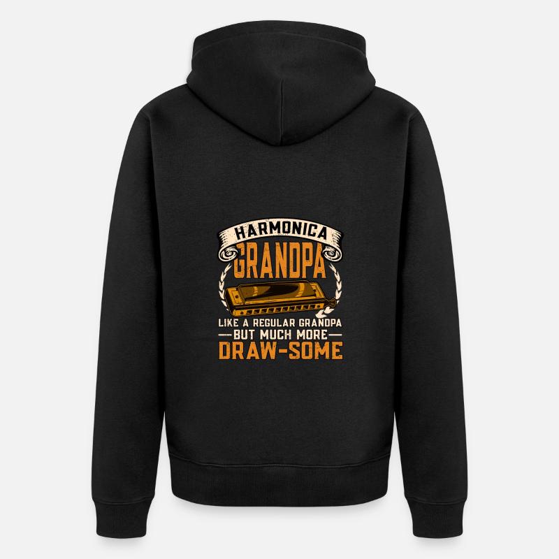 Harmonica harmonica player - Unisex Premium Organic Zip Hoodie - black