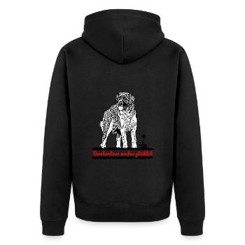 Bernhardiner machen glücklich - Unisex Premium Bio Zip Hoodie - Schwarz - Hinten - Nico (187cm)