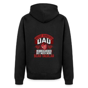 Heart Surgery Recovered Heart Transplant Father - Unisex Premium Organic Zip Hoodie - black - Back - Nico (187cm)