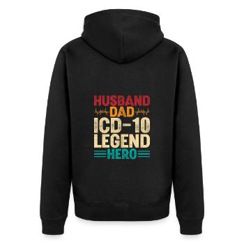 Coding Specialist Medical Encoder Father - Unisex Premium Organic Zip Hoodie - black - Back - Nico (187cm)