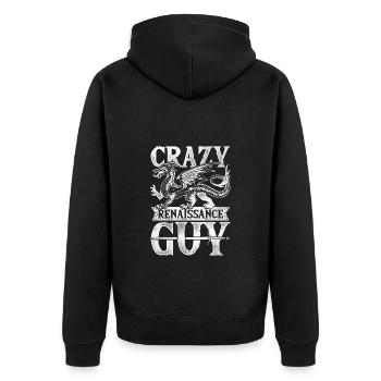 Mittelalterfest Crazy Renaissance Guy - Unisex Premium Bio Zip Hoodie - Schwarz - Hinten - Nico (187cm)