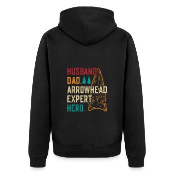 Pfeilspitzen Speerspitze Arrowhead Hunter Vater - Unisex Premium Bio Zip Hoodie - Schwarz - Hinten - Nico (187cm)
