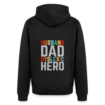 Legasthenie Legastheniker Vater - Unisex Premium Bio Zip Hoodie - Schwarz - Hinten - Nico (187cm)