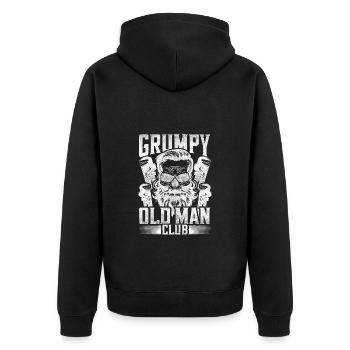 Opa Rentner Grumpy Old Man Mürrisch Großvater - Unisex Premium Bio Zip Hoodie - Schwarz - Hinten - Nico (187cm)