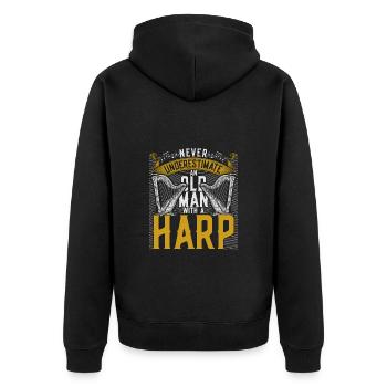Harfenist Harfenspieler Harfe - Unisex Premium Bio Zip Hoodie - Schwarz - Hinten - Nico (187cm)