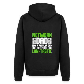 Netzwerkadministrator Network Dad - Unisex Premium Bio Zip Hoodie - Schwarz - Hinten - Nico (187cm)