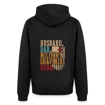 Kaplan Kleriker Bundeswehrpfarrer Vater - Unisex Premium Bio Zip Hoodie - Schwarz - Hinten - Nico (187cm)