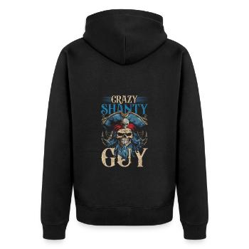 Shanty Chor Seemannslieder Crazy Shanty Guy - Unisex Premium Bio Zip Hoodie - Schwarz - Hinten - Nico (187cm)