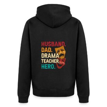 Acting Professeur Mari Papa Professeur d’art dramatique Héros - Veste à capuche bio Premium Unisexe - noir - Dos - Nico (187cm)