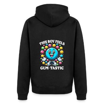 Kaugummiautomat Süßigkeitenspender Gum-Tastic - Unisex Premium Bio Zip Hoodie - Schwarz - Hinten - Nico (187cm)