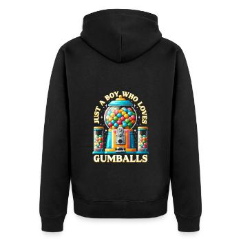 Kaugummiautomat Süßigkeitenspender - Unisex Premium Bio Zip Hoodie - Schwarz - Hinten - Nico (187cm)