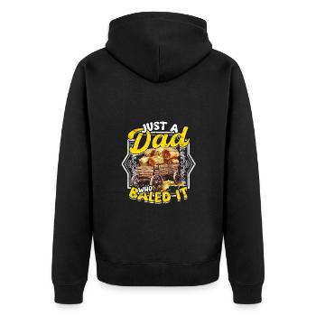 Landwirt Heu Stroh Strohballen Heuballen - Unisex Premium Bio Zip Hoodie - Schwarz - Hinten - Nico (187cm)