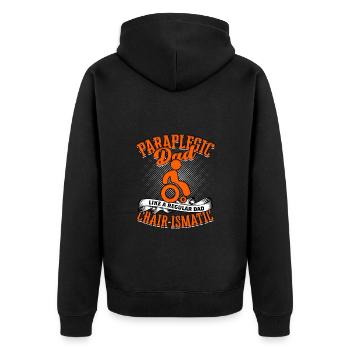 Rollstuhlfahrer Vater Rollifahrer - Unisex Premium Bio Zip Hoodie - Schwarz - Hinten - Nico (187cm)