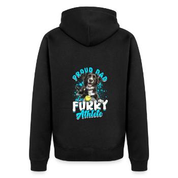 Flyball fier papa d’un athlète à fourrure - Veste à capuche bio Premium Unisexe - noir - Dos - Nico (187cm)
