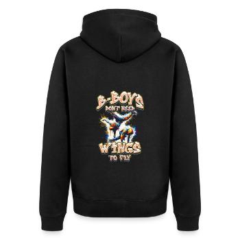 Breakdance B-Boys Don't Need Wings to Fly - Unisex Premium Organic Zip Hoodie - black - Back - Nico (187cm)