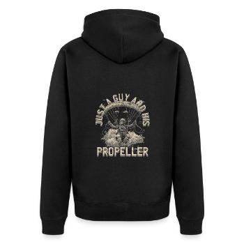 Paramotoring Just A Guy And His Propeller - Unisex Premium Organic Zip Hoodie - black - Back - Nico (187cm)