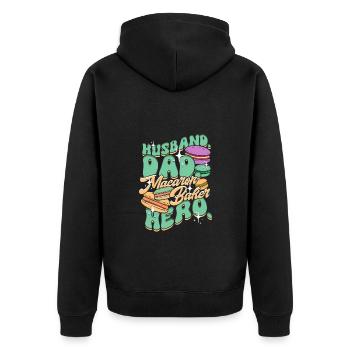 Macaron Macaronbäcker Patissier Vater - Unisex Premium Bio Zip Hoodie - Schwarz - Hinten - Nico (187cm)
