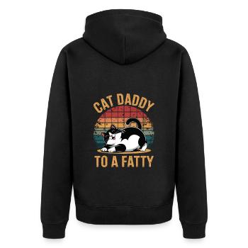 Rolling Fatty Katze Cat Daddy Of A Fatty - Unisex Premium Bio Zip Hoodie - Schwarz - Hinten - Nico (187cm)