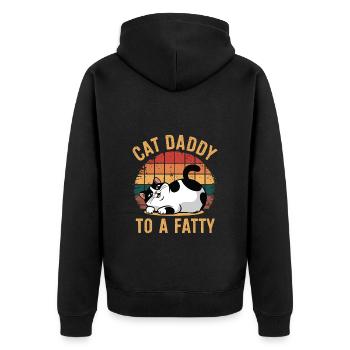 Rolling Fatty Katze Cat Daddy Of A Fatty - Unisex Premium Bio Zip Hoodie - Schwarz - Hinten - Nico (187cm)