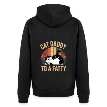 Rolling Fatty Katze Cat Daddy Of A Fatty - Unisex Premium Bio Zip Hoodie - Schwarz - Hinten - Nico (187cm)