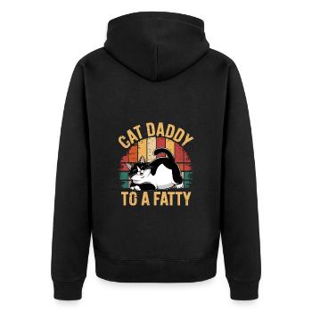 Rolling Fatty Katze Cat Daddy Of A Fatty - Unisex Premium Bio Zip Hoodie - Schwarz - Hinten - Nico (187cm)