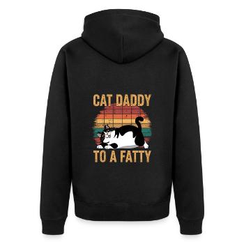 Rolling Fatty Katze Cat Daddy Of A Fatty - Unisex Premium Bio Zip Hoodie - Schwarz - Hinten - Nico (187cm)