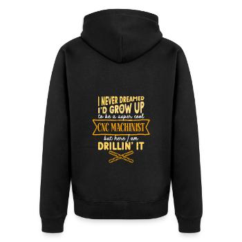 Cutting Machine Operator Father Husband - Unisex Premium Organic Zip Hoodie - black - Back - Nico (187cm)