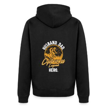 Cyclocross Husband Dad Cyclocross Legend Hero - Unisex Premium Organic Zip Hoodie - black - Back - Nico (187cm)