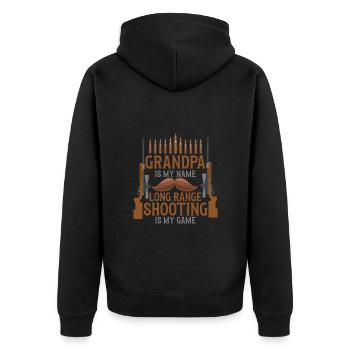 Langstreckenschießen Long Range - Unisex Premium Bio Zip Hoodie - Schwarz - Hinten - Nico (187cm)