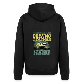 Driving Instructor Driving School Instructor Driving Teacher Dad - Unisex Premium Organic Zip Hoodie - black - Back - Nico (187cm)