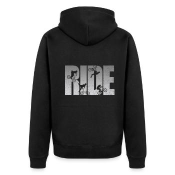 BMX Rider Ride Bicycle Retro Urban - Unisex Premium Organic Zip Hoodie - black - Back - Nico (187cm)