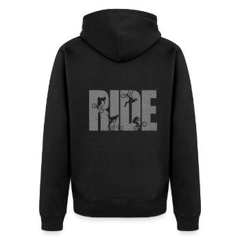 BMX Rider Ride Bicycle Retro Urban - Unisex Premium Organic Zip Hoodie - black - Back - Nico (187cm)